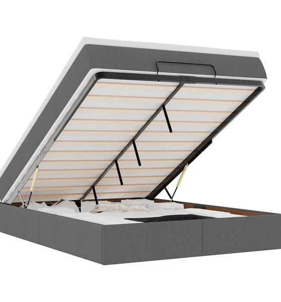 Ottoman-Bett mit Matratze Dunkelgrau 140x200 cm Stoff