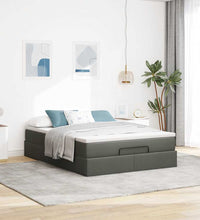 Ottoman-Bett mit Matratze Dunkelgrau 140x200 cm Stoff