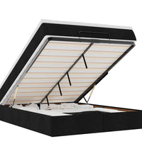 Ottoman-Bett mit Matratze Schwarz 140x200 cm Stoff