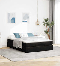 Ottoman-Bett mit Matratze Schwarz 140x200 cm Stoff