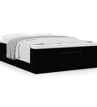 Ottoman-Bett mit Matratze Schwarz 140x200 cm Stoff