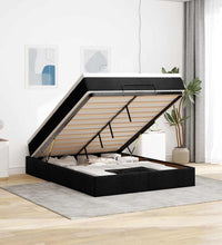 Ottoman-Bett mit Matratze Schwarz 140x200 cm Stoff