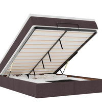 Ottoman-Bett mit Matratze Dunkelbraun 140x200 cm Stoff