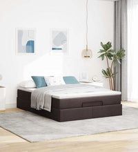 Ottoman-Bett mit Matratze Dunkelbraun 140x200 cm Stoff