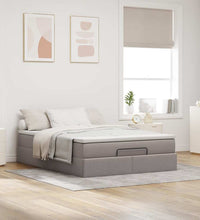 Ottoman-Bett mit Matratze Taupe 140x200 cm Stoff