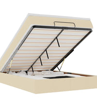 Ottoman-Bett mit Matratze Creme 140x200 cm Stoff