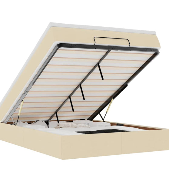 Ottoman-Bett mit Matratze Creme 140x200 cm Stoff