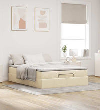 Ottoman-Bett mit Matratze Creme 140x200 cm Stoff