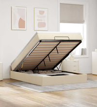 Ottoman-Bett mit Matratze Creme 140x200 cm Stoff