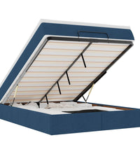 Ottoman-Bett mit Matratze Blau 140x200 cm Stoff