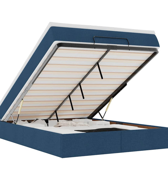 Ottoman-Bett mit Matratze Blau 140x200 cm Stoff