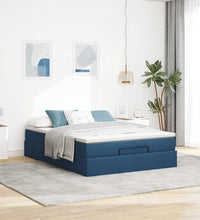 Ottoman-Bett mit Matratze Blau 140x200 cm Stoff