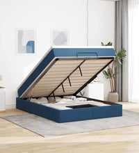 Ottoman-Bett mit Matratze Blau 140x200 cm Stoff