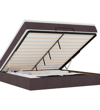 Ottoman-Bett mit Matratze Dunkelbraun 160x200 cm Stoff