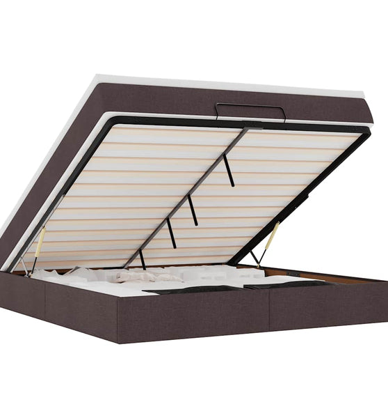 Ottoman-Bett mit Matratze Dunkelbraun 160x200 cm Stoff