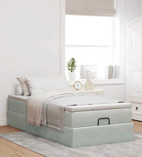 Ottoman-Bett mit Matratze Hellgrau 80x200 cm Samt