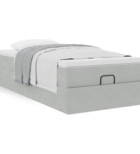 Ottoman-Bett mit Matratze Hellgrau 80x200 cm Samt