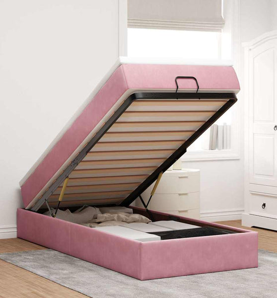Ottoman-Bett mit Matratze Rosa 80x200 cm Samt