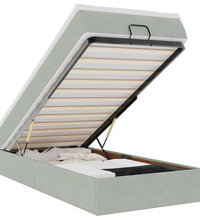 Ottoman-Bett mit Matratze Hellgrau 90x190 cm Samt