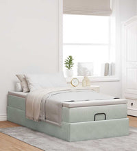 Ottoman-Bett mit Matratze Hellgrau 90x190 cm Samt