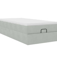 Ottoman-Bett mit Matratze Hellgrau 90x190 cm Samt