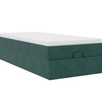 Ottoman-Bett mit Matratze Dunkelgrün 90x190 cm Samt
