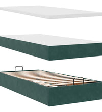 Ottoman-Bett mit Matratze Dunkelgrün 90x190 cm Samt