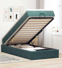 Ottoman-Bett mit Matratze Dunkelgrün 90x190 cm Samt