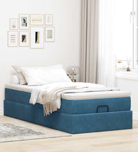 Ottoman-Bett mit Matratze Dunkelblau 90x190 cm Samt