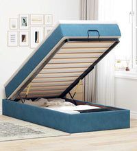 Ottoman-Bett mit Matratze Dunkelblau 90x190 cm Samt