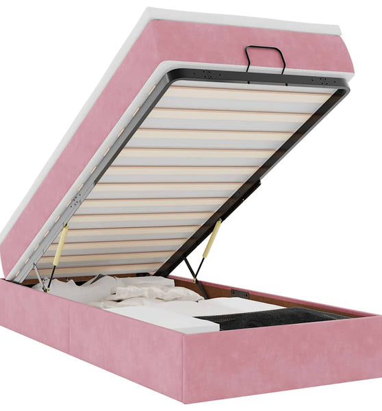 Ottoman-Bett mit Matratze Rosa 90x190 cm Samt