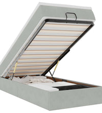 Ottoman-Bett mit Matratze Hellgrau 90x200 cm Samt