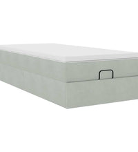 Ottoman-Bett mit Matratze Hellgrau 90x200 cm Samt