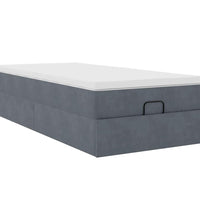 Ottoman-Bett mit Matratze Dunkelgrau 90x200 cm Samt