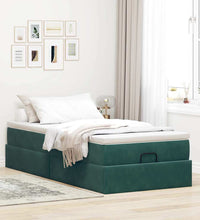 Ottoman-Bett mit Matratze Dunkelgrün 90x200 cm Samt