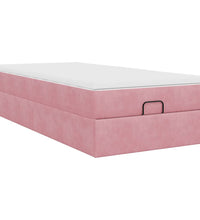 Ottoman-Bett mit Matratze Rosa 90x200 cm Samt
