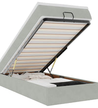 Ottoman-Bett mit Matratze Hellgrau 100x200 cm Samt