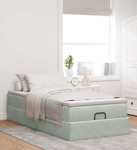 Ottoman-Bett mit Matratze Hellgrau 100x200 cm Samt