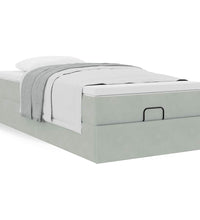 Ottoman-Bett mit Matratze Hellgrau 100x200 cm Samt