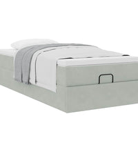Ottoman-Bett mit Matratze Hellgrau 100x200 cm Samt