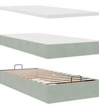 Ottoman-Bett mit Matratze Hellgrau 100x200 cm Samt