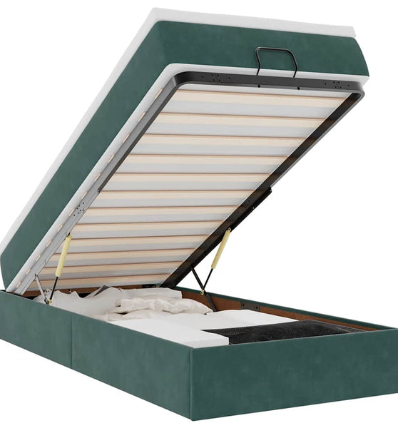 Ottoman-Bett mit Matratze Dunkelgrün 100x200 cm Samt