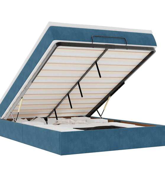 Ottoman-Bett mit Matratze Dunkelblau 140x200 cm Samt