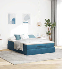 Ottoman-Bett mit Matratze Dunkelblau 140x200 cm Samt