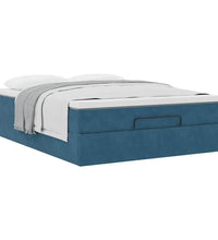Ottoman-Bett mit Matratze Dunkelblau 140x200 cm Samt