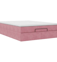 Ottoman-Bett mit Matratze Rosa 140x200 cm Samt