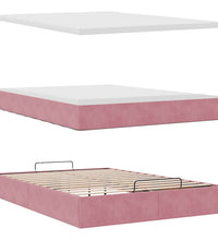 Ottoman-Bett mit Matratze Rosa 140x200 cm Samt
