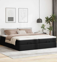 Ottoman-Bett mit Matratzen Schwarz 160x200 cm Kunstleder