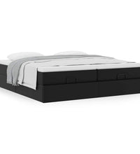 Ottoman-Bett mit Matratzen Schwarz 160x200 cm Kunstleder
