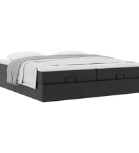 Ottoman-Bett mit Matratzen Schwarz 160x200 cm Kunstleder